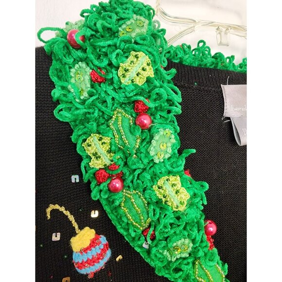Size Small Berek Christmas Wreath Neck Vest Ornament Buttons Sequins Ugly... - Picture 4 of 7